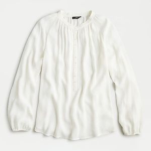 J.Crew Long-Sleeve Drapey Popover blouse Small white / ivory
